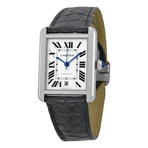 cartier tank silver watch|cartier tank watch men's large.